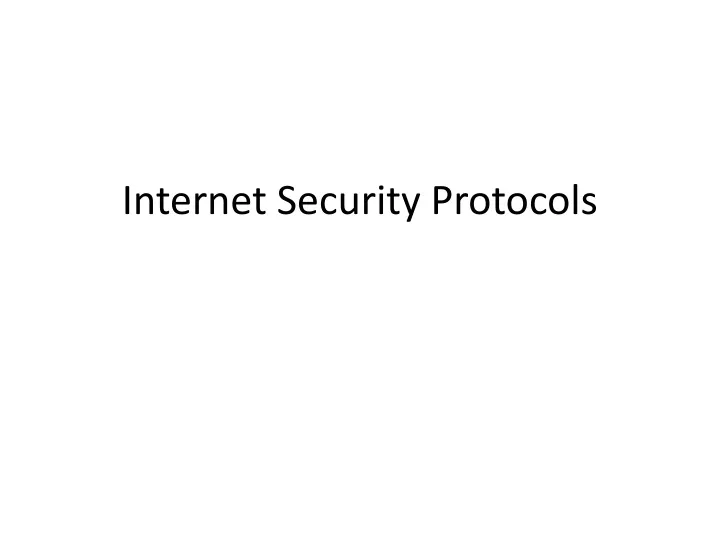 internet security protocols