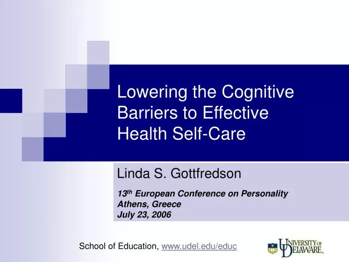 lowering the cognitive barriers to effective health self care