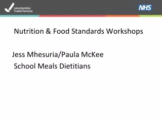 Nutrition &amp; Food Standards Workshops Jess Mhesuria/Paula McKee  School Meals Dietitians