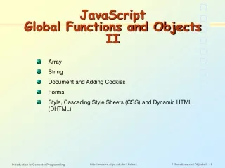 JavaScript  Global Functions and Objects II