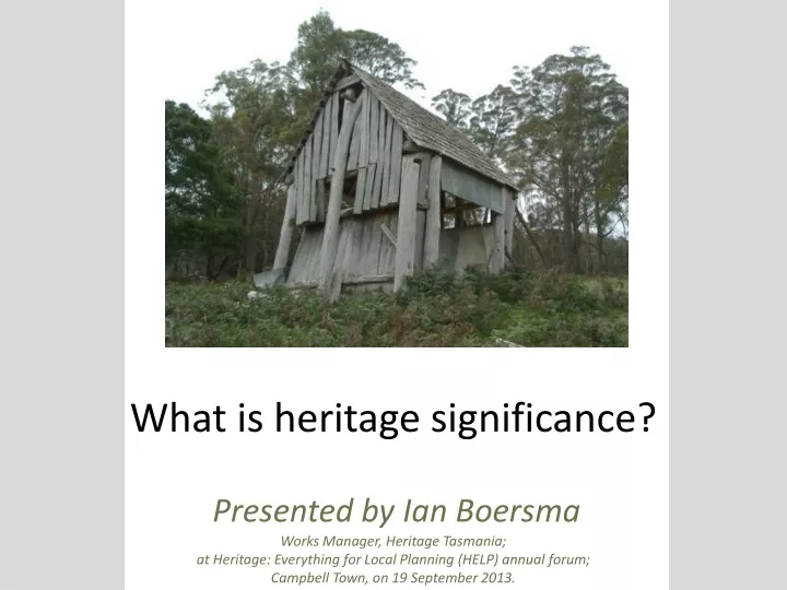 what is heritage significance