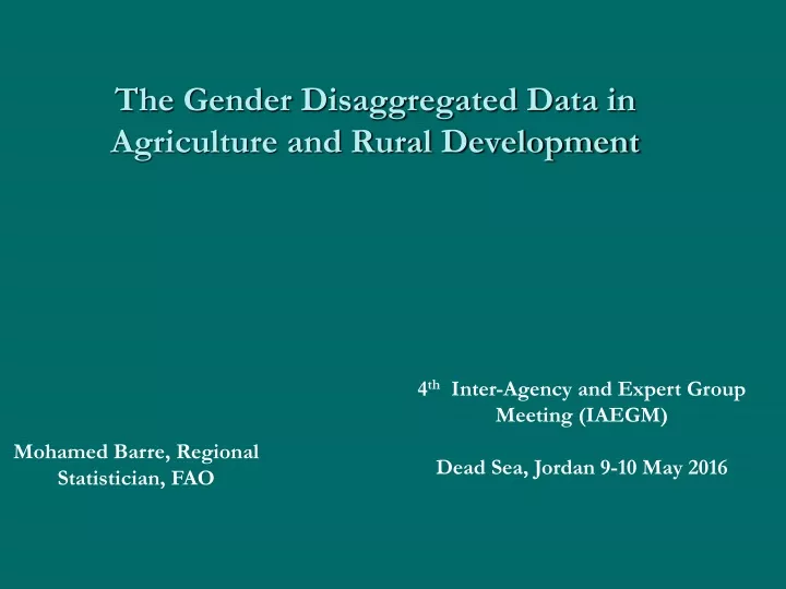 the gender disaggregated data in agriculture and rural development