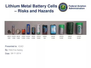 Lithium Metal Battery Cells 	– Risks and Hazards