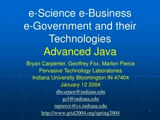 e-Science e-Business  e-Government and their Technologies Advanced Java