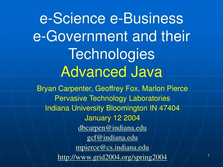 e science e business e government and their technologies advanced java