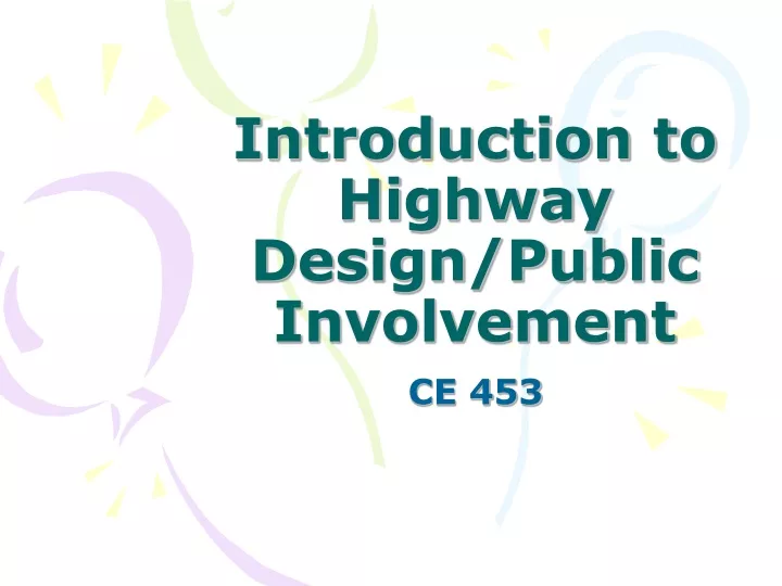 introduction to highway design public involvement