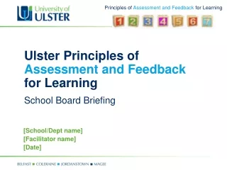 Ulster Principles of  Assessment and Feedback  for Learning School Board Briefing
