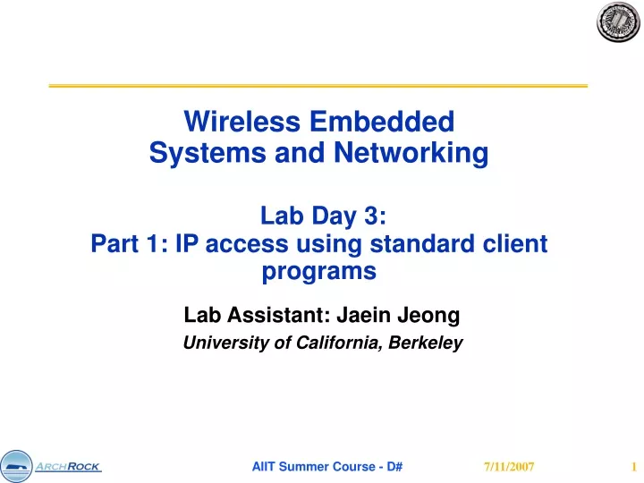 wireless embedded systems and networking lab day 3 part 1 ip access using standard client programs