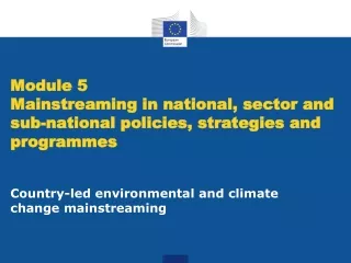 Module 5 Mainstreaming in national, sector and sub-national policies, strategies and programmes