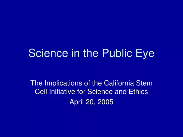 science in the public eye