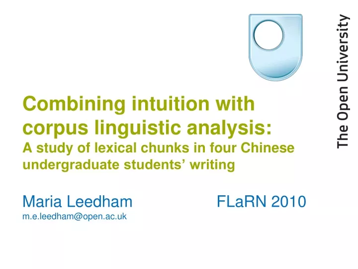combining intuition with corpus linguistic