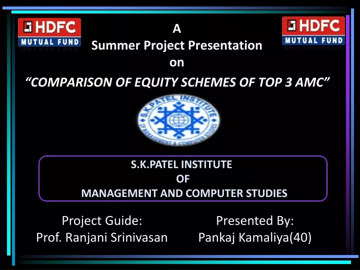 a summer project presentation on comparison of equity schemes of top 3 amc