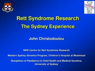 Rett Syndrome Research The Sydney Experience