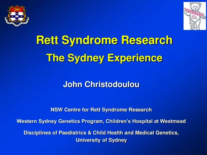 rett syndrome research the sydney experience