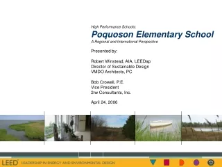 High Performance Schools: Poquoson Elementary School A Regional and International Perspective