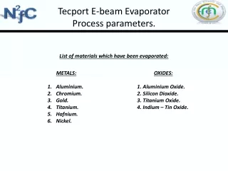 Tecport E-beam Evaporator Process parameters.