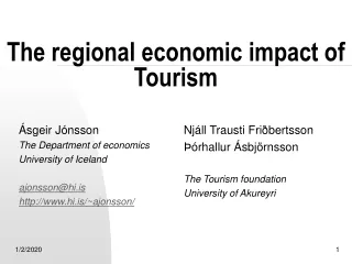 The regional economic impact of Tourism