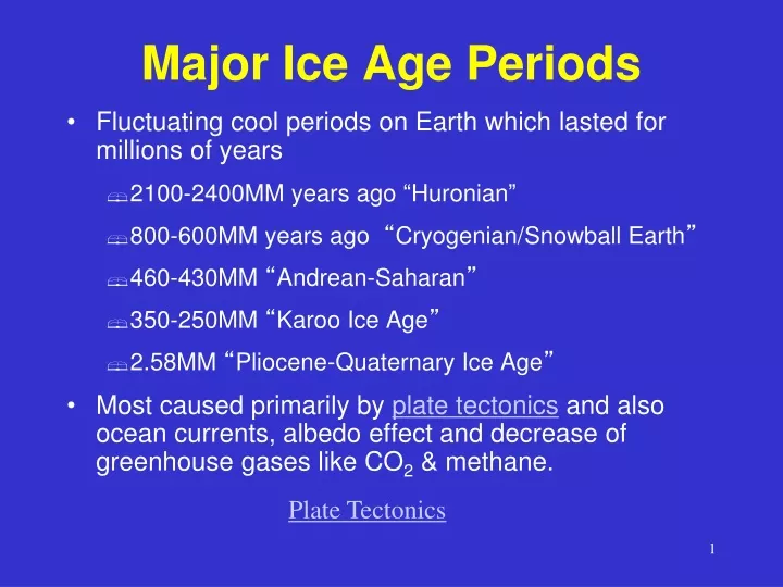 major ice age periods