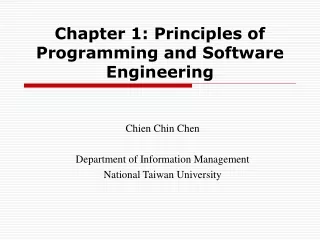Chapter 1: Principles of  Programming and Software Engineering