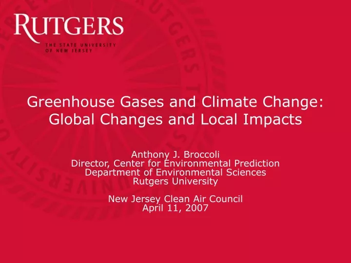 greenhouse gases and climate change global changes and local impacts