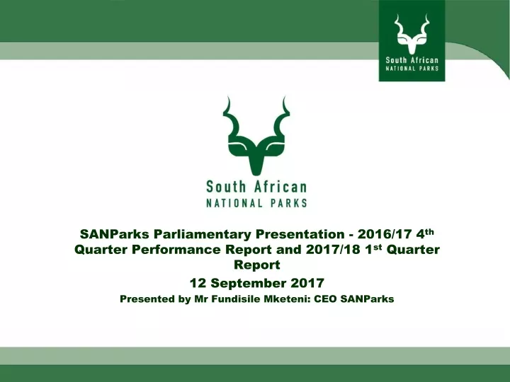 sanparks parliamentary presentation 2016