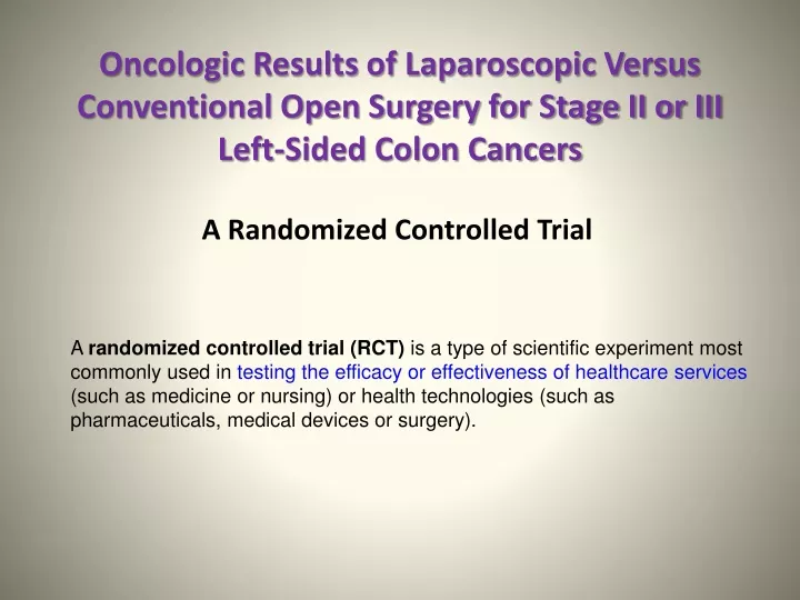oncologic results of laparoscopic versus