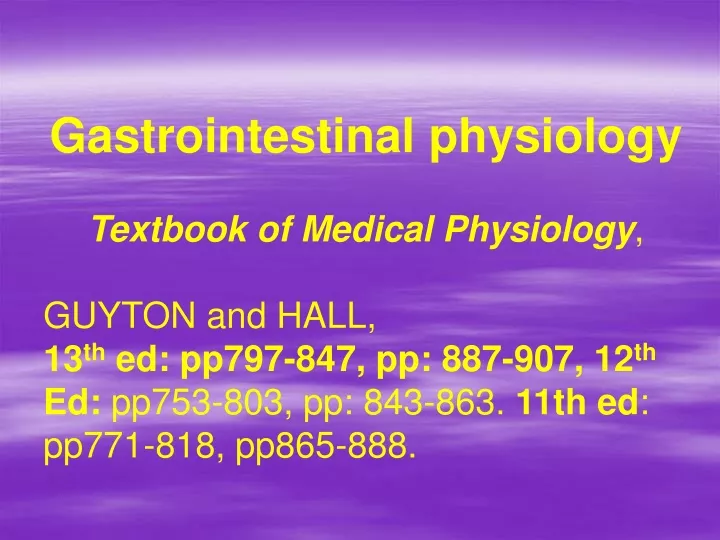 gastrointestinal physiology textbook of medical