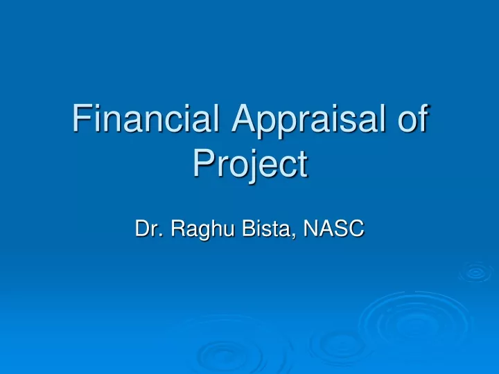 financial appraisal of project