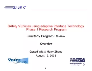 Overview Gerald Witt &amp; Harry Zhang August 12, 2003
