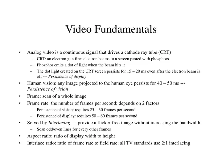 video fundamentals