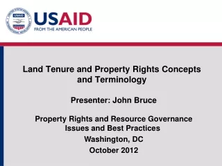 Land Tenure and Property Rights Concepts  and Terminology