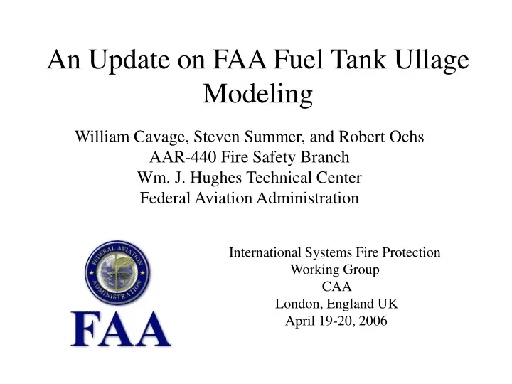 an update on faa fuel tank ullage modeling