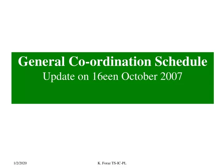 general co ordination schedule update on 16een october 2007