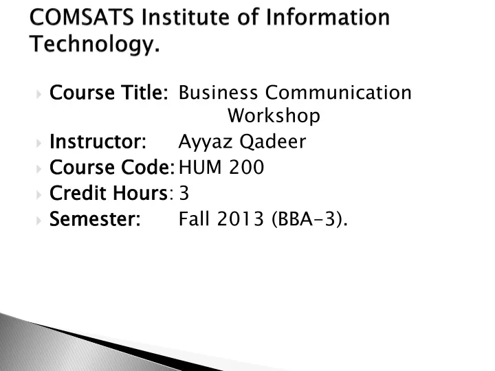 comsats institute of information technology