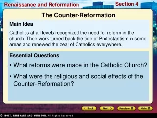 Essential Questions What reforms were made in the Catholic Church?