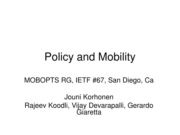 policy and mobility
