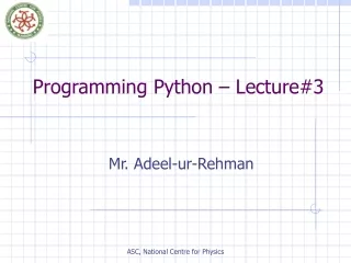 Programming Python – Lecture#3