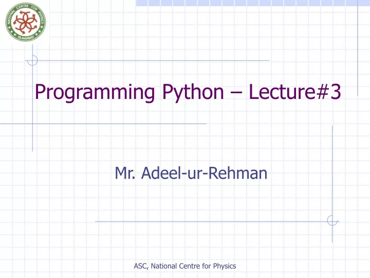 programming python lecture 3