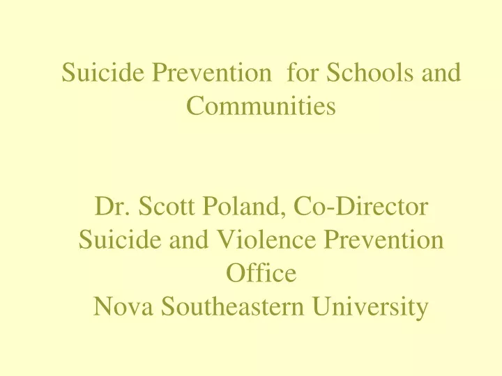 suicide prevention for schools and communities