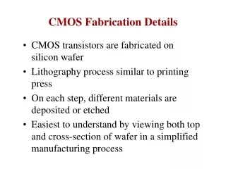 CMOS Fabrication Details