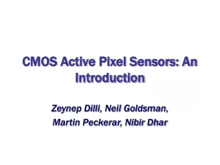 CMOS Active Pixel Sensors: An Introduction