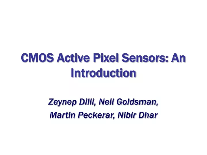 cmos active pixel sensors an introduction