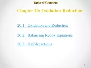 Chapter 20: Oxidation-Reduction