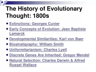 The History of Evolutionary Thought: 1800s
