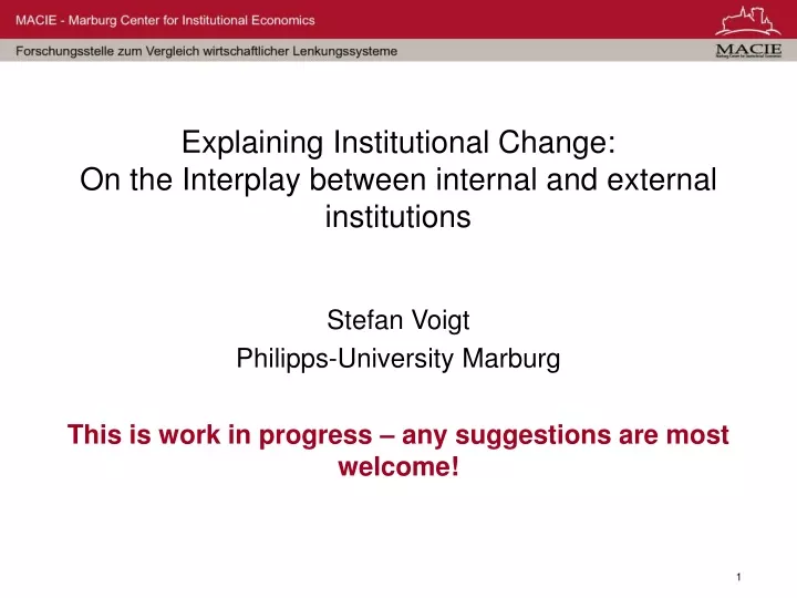 explaining institutional change on the interplay between internal and external institutions