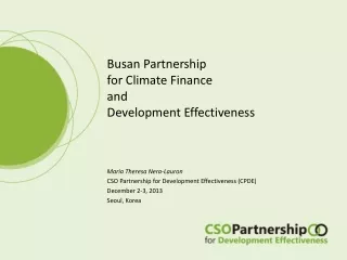 Busan Partnership  for Climate Finance  and  Development Effectiveness
