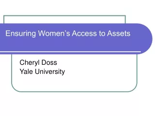 Ensuring Women’s Access to Assets