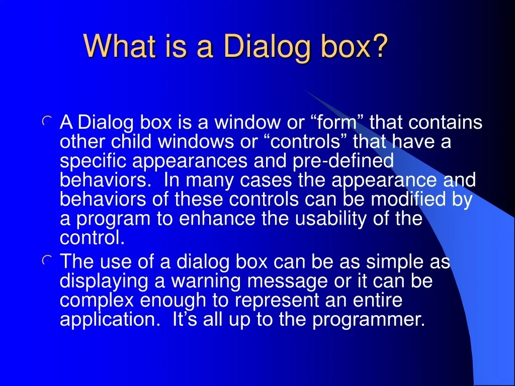 PPT - Dialog Boxes in Software Development PowerPoint Presentation ...