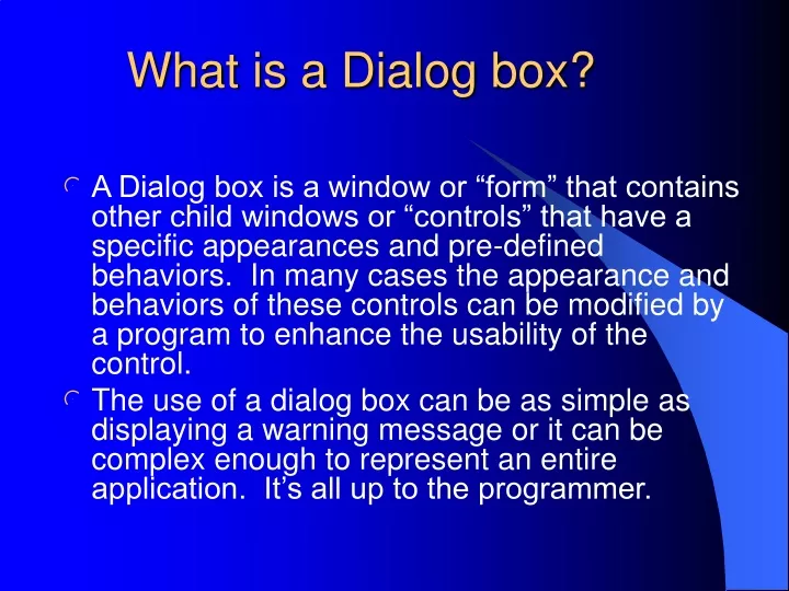 what is a dialog box