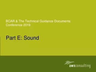 BCAR &amp; The Technical Guidance Documents Conference 2019 Part E: Sound